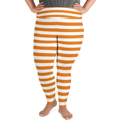 Halloween Orange Striped Plus Size Leggings