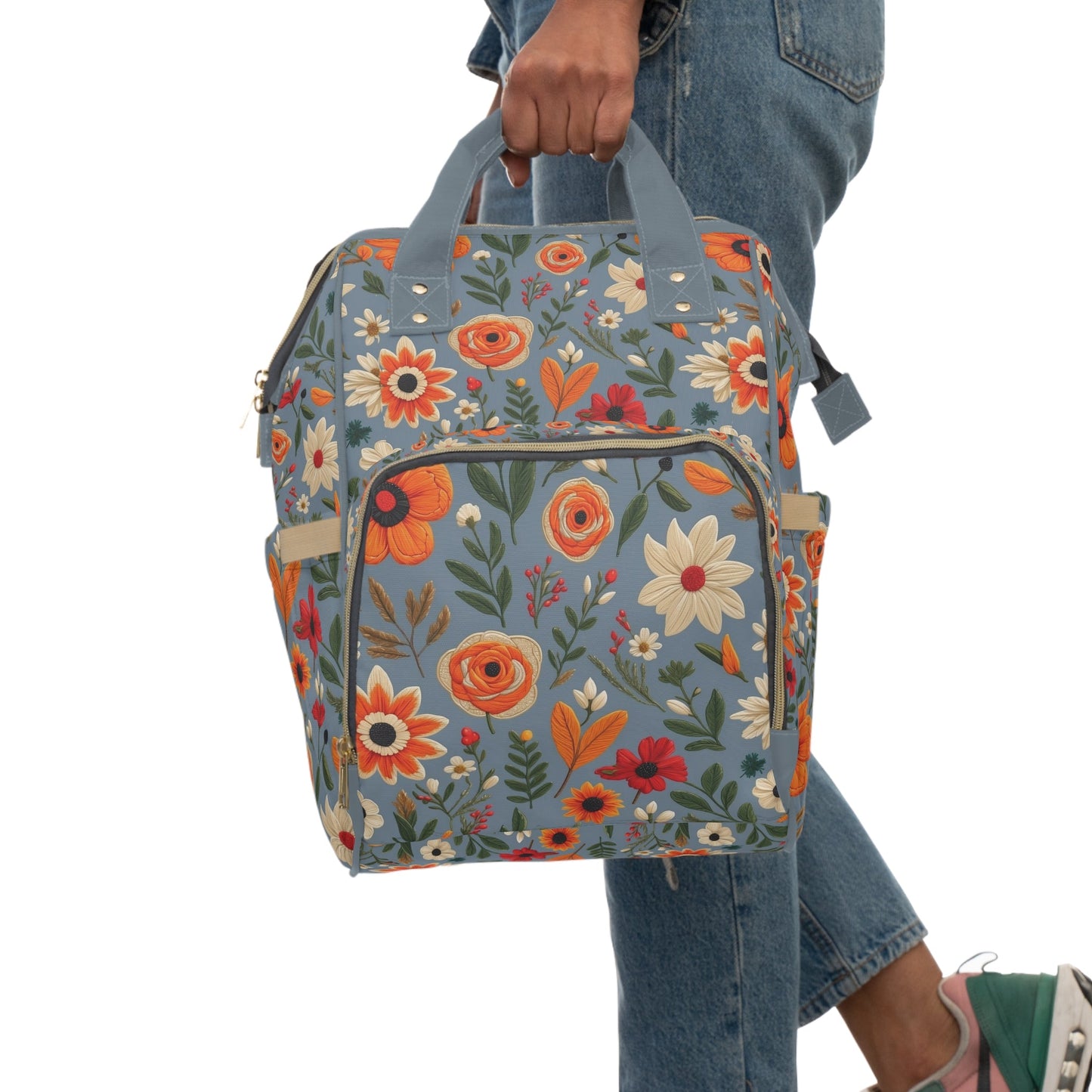 Beautiful Floral Design Multifunctional Diaper Backpack - RegSmegLifeFloral Bags