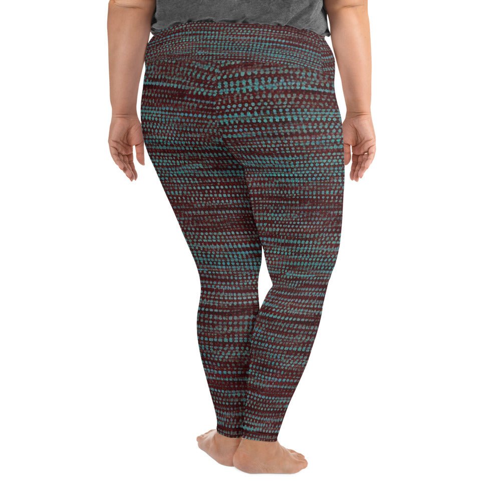 Blue Static Fabric Pattern Plus Size Leggings - RegSmegLifeAll - Over Leggings