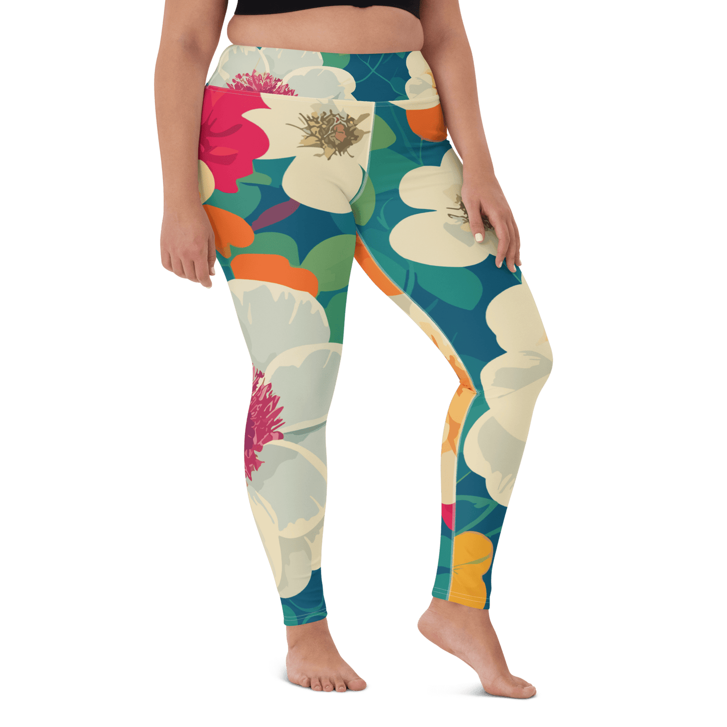 Bright Floral Motif Leggings - RegSmegLifeAll - Over Leggings