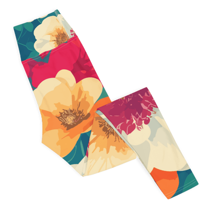 Bright Floral Motif Leggings - RegSmegLifeAll - Over Leggings