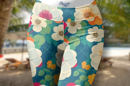 Bright Floral Motif Leggings - RegSmegLifeAll - Over Leggings