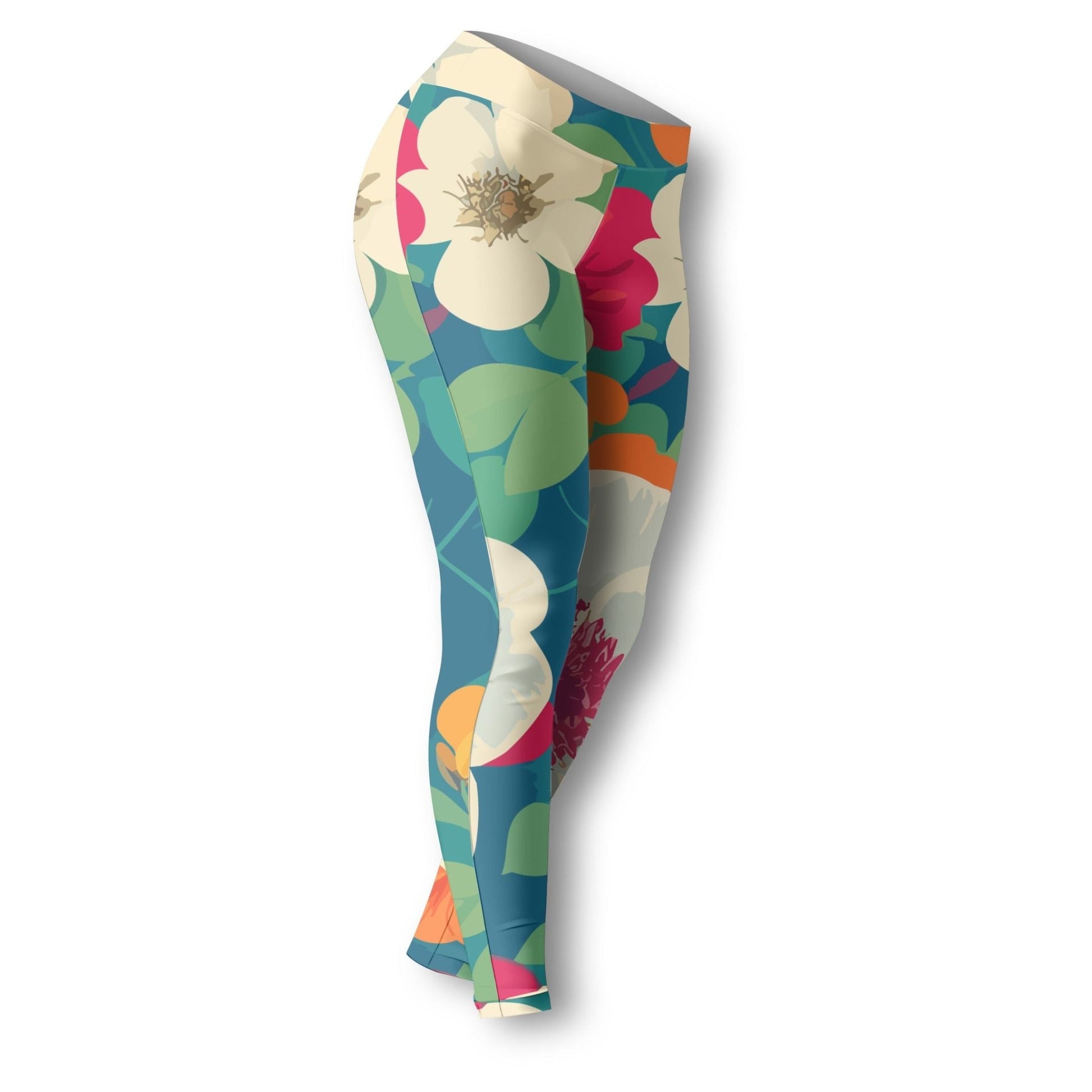 Bright Floral Motif Leggings - RegSmegLifeAll - Over Leggings