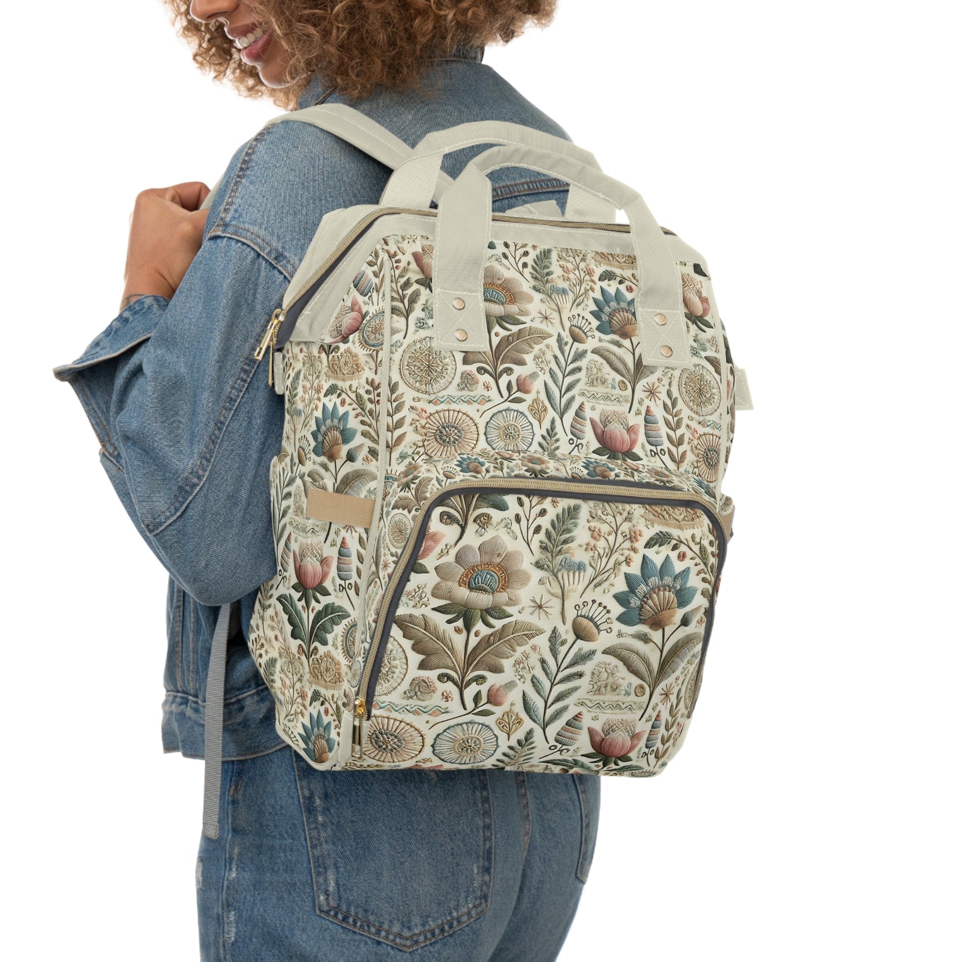 Floral Embroidered Pattern Design Aesthetic Backpack - RegSmegLifeBags