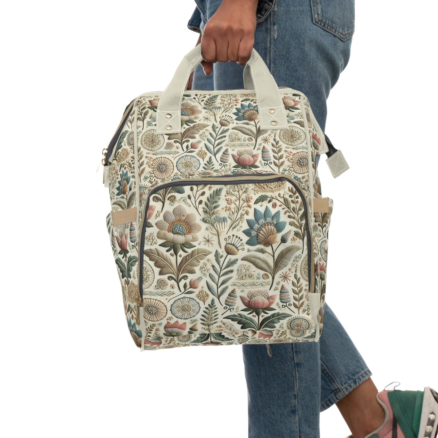 Floral Embroidered Pattern Design Aesthetic Backpack - RegSmegLifeBags