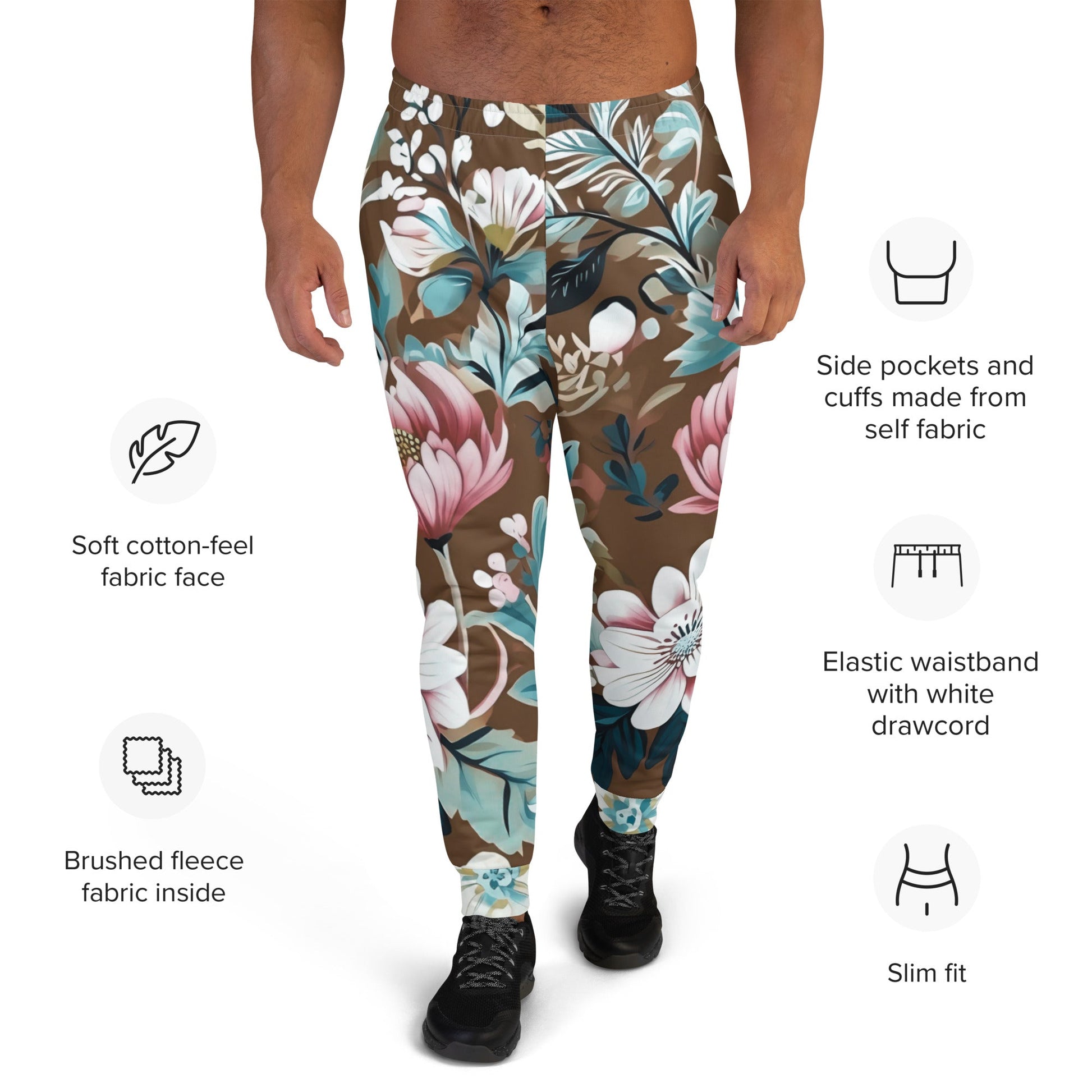 Floral Men's Joggers | Regular Smegular Right Leg Print - RegSmegLifeFloral