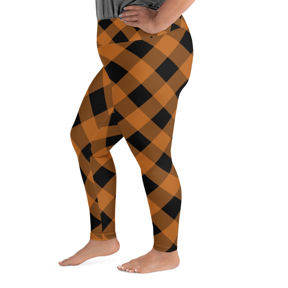 Halloween Orange Plaid Leggings - RegSmegLifeAll - Over Leggings