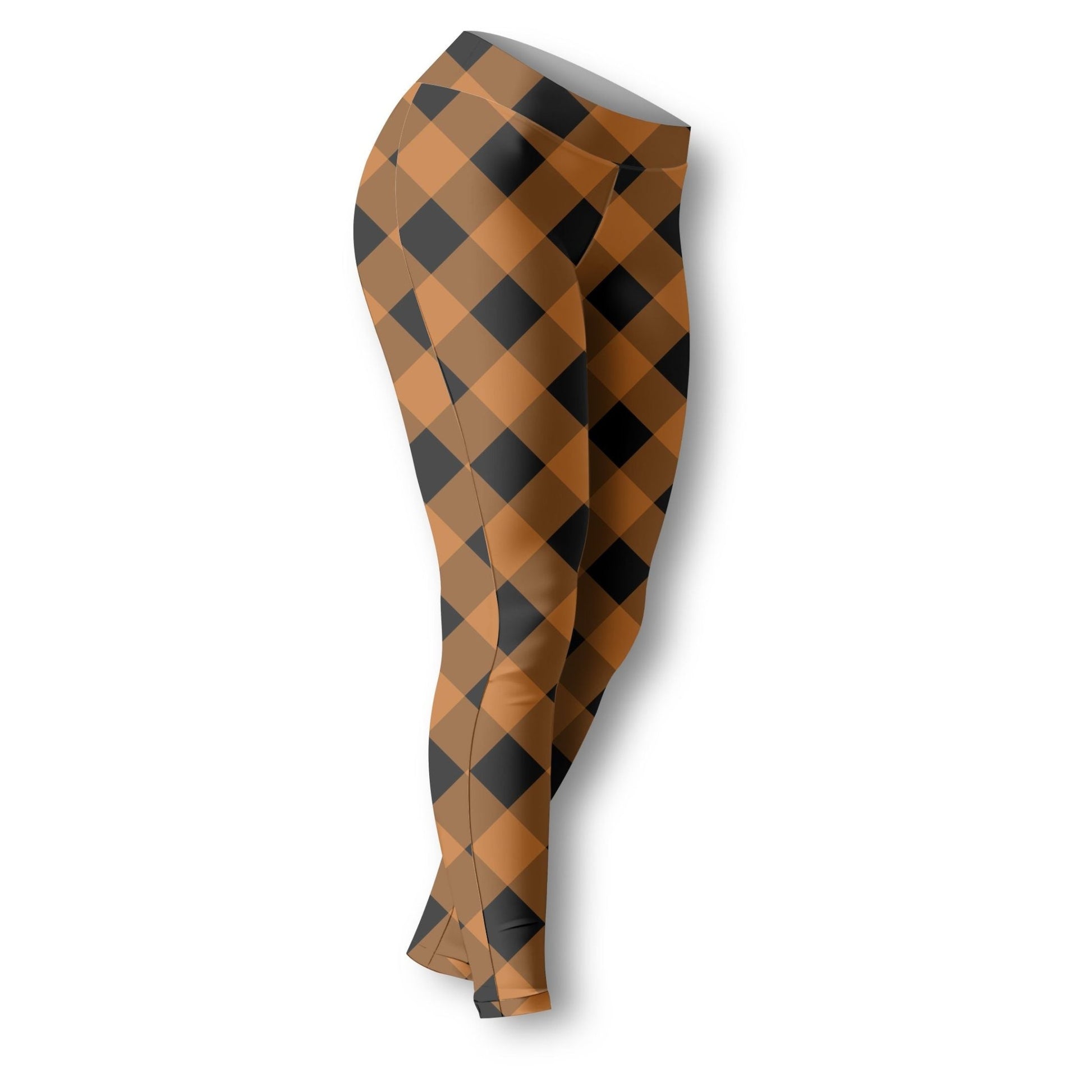 Halloween Orange Plaid Leggings - RegSmegLifeAll - Over Leggings