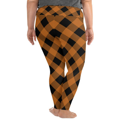 Halloween Orange Plaid Leggings - RegSmegLifeAll - Over Leggings