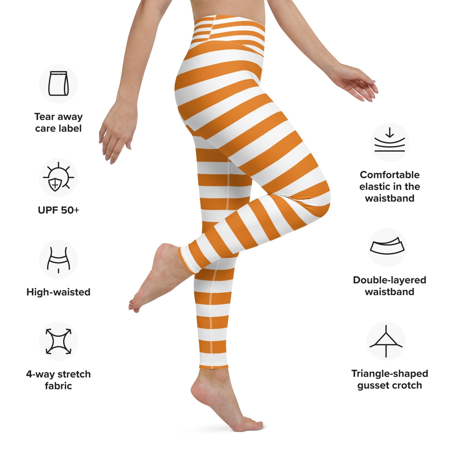 Halloween Orange Striped Leggings - RegSmegLifeAll - Over Leggings