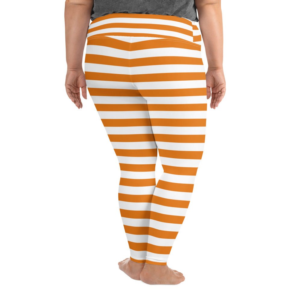 Halloween Orange Striped Plus Size Leggings - RegSmegLifeAll - Over Leggings