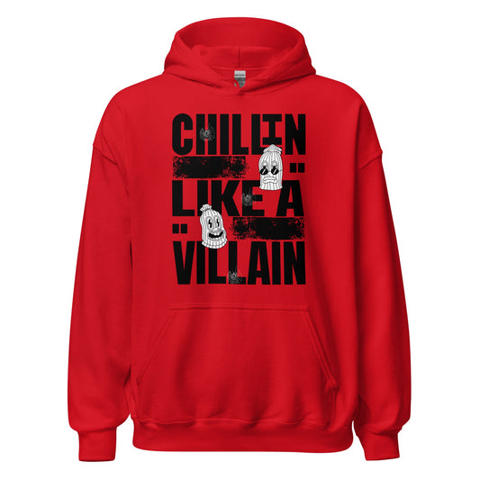 Quirky Mask Print Hoodie | Fun & Cozy Streetwear - Red - RegSmegLifeVibes Hoodie