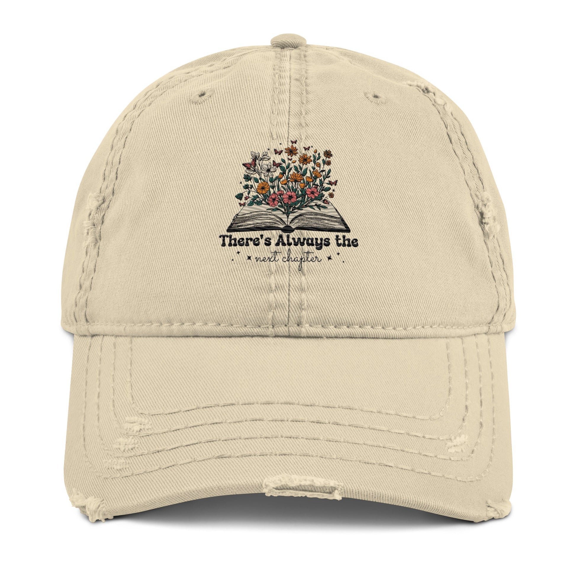 The Next Chapter Flower Book Distressed Dad Hat - RegSmegLifeVibes Hat