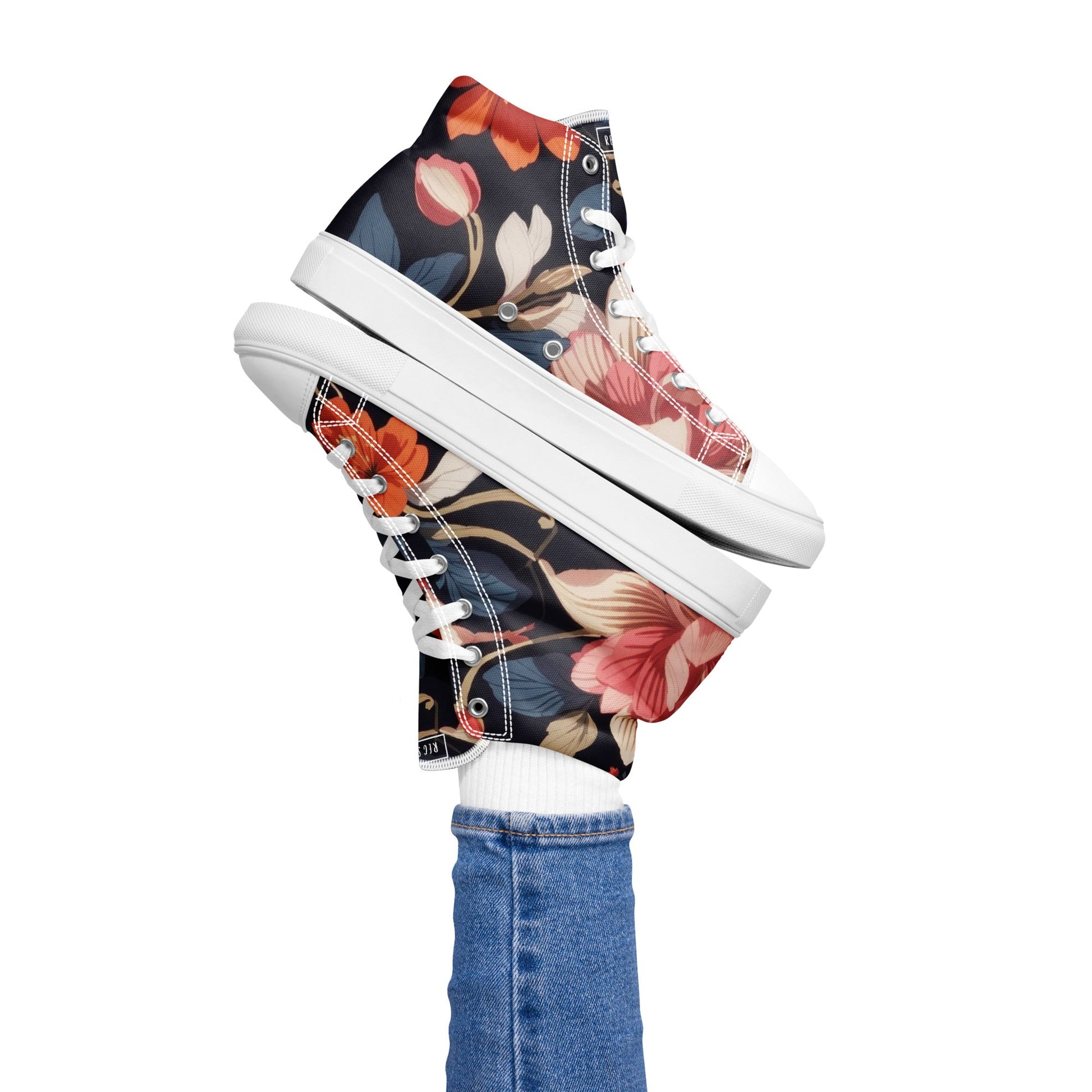 Women’s High Top Canvas Floral I - RegSmegLifeFloral Shoe